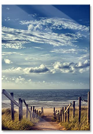 Pixxprint Glasbild, Wandbild aus Echtglas, Weg zum Strand am Meer, 60x80 cm, inkl. Aufhängung und Abstandshalter