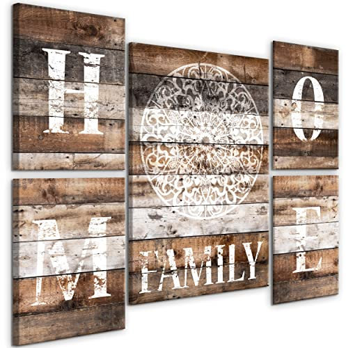 decomonkey Wandbilder Set Mandala 110x80 cm 5 Teilig Leinwandbilder Holz