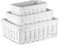 Innoteck Essentials Set of 3 Wicker Storage Baskets with Lining - Decorative Kitchen Bathroom Hamper - Portable Basket with Washable Cloth Liners - Ideal for Home/Office & Gifts Hamper (White)