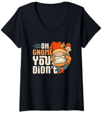Damen Gartenzwerg Gartenzwergsammler Gartenzwerge T-Shirt mit V-Ausschnitt