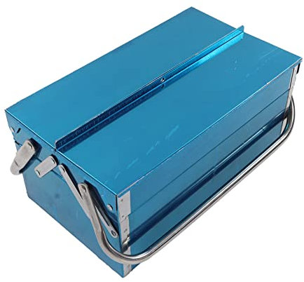 Fockety Caja de Herramientas de Almacenamiento Portátil, Acero Inoxidable de 2 Capas y 3 Bandejas Caja de Herramientas Metálica Tarea Pesada Caja de Almacenamiento de Herramientas (350