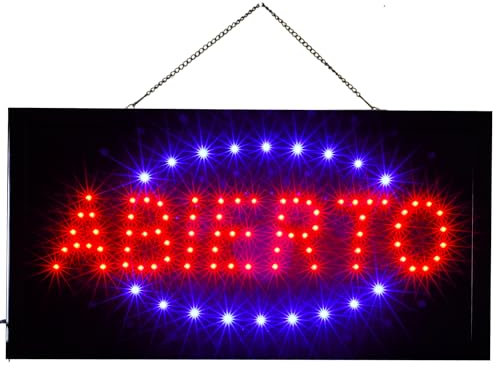 Cartel luminoso LED con inscripción abierto 48 x 25 x 2 cm – [Clase energética A]