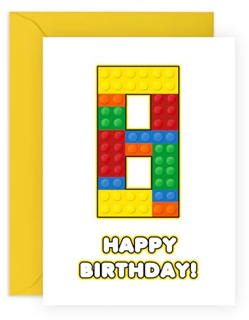 Central 23 Geburtstagskarte für Jungen – 8 Bausteine – Happy 8th Birthday Grußkarte für Kinder – acht Jahre alt – Meilenstein-Babykarten Alter 8 – Kind – mit Aufkleber