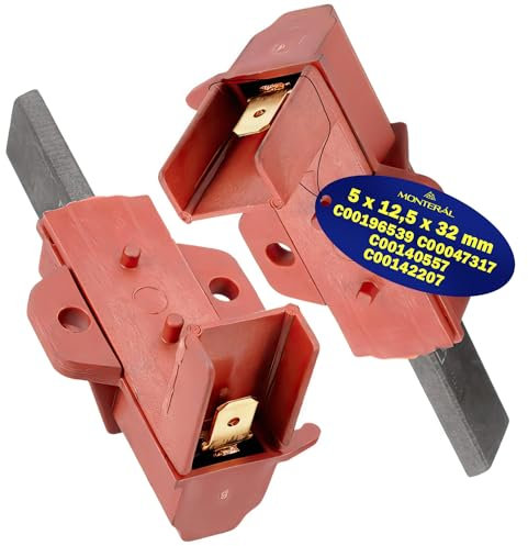 2 Piezas Escobillas Carbon para Motor Lavadora 5 x 12,5 x 32 mm con Código Original C00196539 C00047317 C00140557 C00142207 para Ariston para Indesit - Garantía de 10 Años - MONTERAL