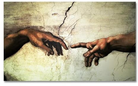 Kunstdruck auf Leinwand, Michelangelo „Die Erschaffung Adams“, Leinwanddrucke, Gemälde, moderne Poster für Wohnzimmer, Heimdekoration, 40 x 60 cm, ohne Rahmen