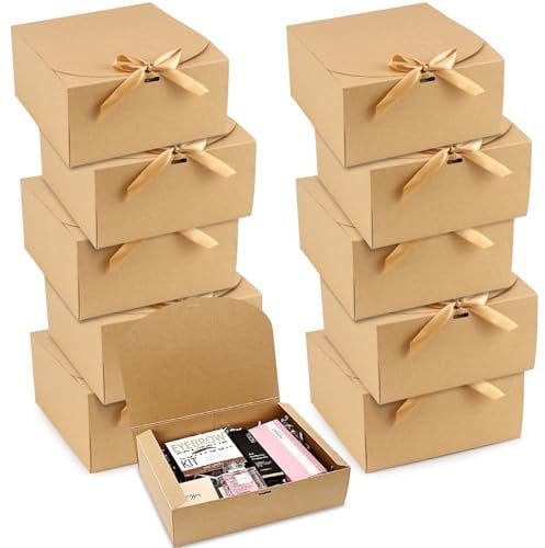 Geschenkbox Groß mit Deckel Geschenkverpackung Box Geschenkebox zum Geburtstag 10 Stk Geschenkboxen Braun Set Karton Geschenkkarton Verpackungskartons Geschenk Schachtel Geschenkschachtel 20x20x10cm