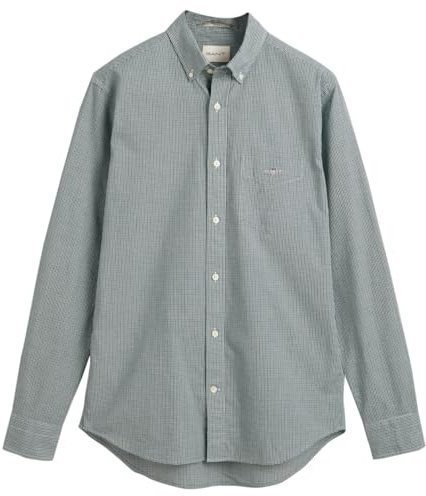 GANT Herren REG POPLIN Micro Gingham Shirt Hemd, DEEP Forest Green, M