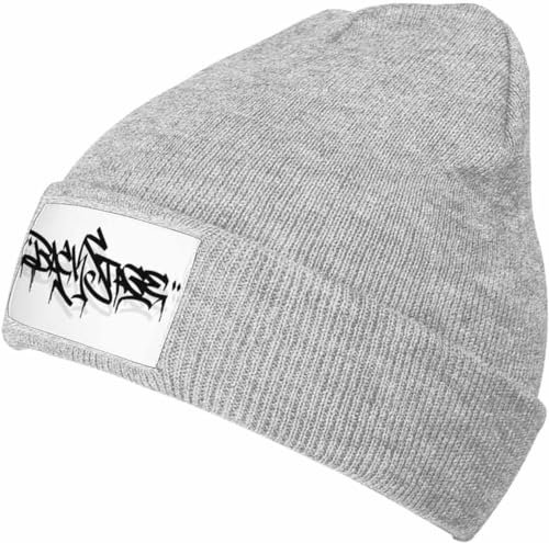 Diari Warme Wintermütze und stilvolle graue Strickmütze für Damen und Herren, minimalistische Mütze, elastisch und lässig, 6461b-schwarze weiße Graffiti-Mütze, Beanie-Mütze, One size