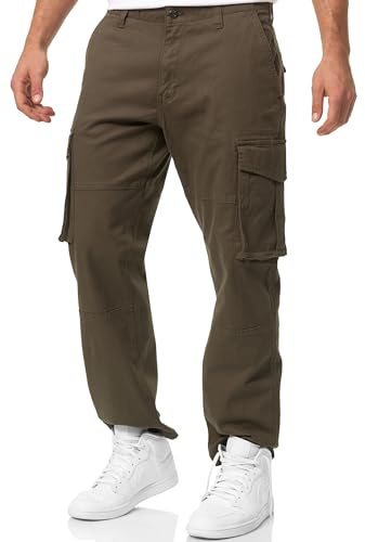Indicode Herren INMauricio Cargohose aus 98% Baumwolle mit 6 Taschen | Freizeithose für Männer Army, XXL