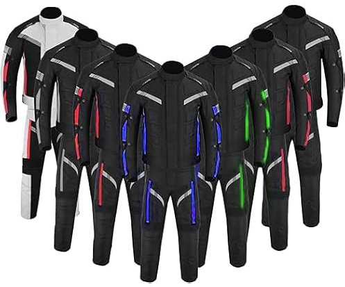 Traje de Moto de 2 Piezas, Chaqueta y Pantalones de Moto Impermeables, Chaqueta de Carreras Reflectante para Hombre, con Protector de Motociclismo CE Tank Rainwear (EN-17092) (Azul, M)