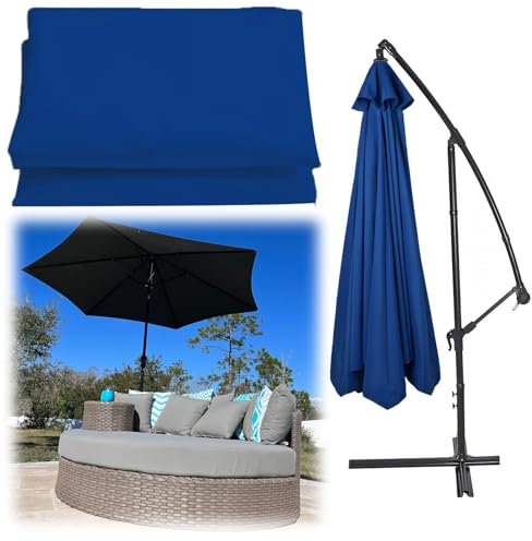 Sonnenschirm Bespannung, Mit Schirmbelüftung, Regenschirm Baldachin Sonnenschutz Abdeckung Ersatz Für Strand/Garten/Rasen/Deck/Hinterhof/Pool – 200CM/2,7M/300CM + 6-Rippen/8-Rippen(Color:Royal blue,Si