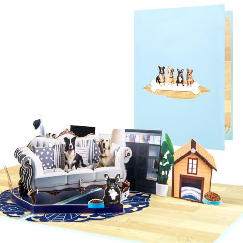 CNLITIHEKA Lovely Dog Pop Up Karte Geburtstagskarte Muttertagskarte 3D Grußkarte Geschenkkarte mit Umschlag.