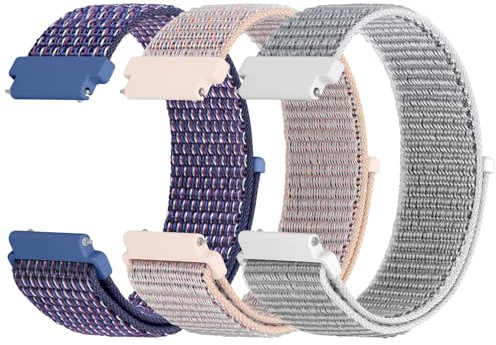 WNIPH 3 Piezas Correas de Nylon para Reloj Compatible con 18mm 19mm 20mm 22mm 24mm, Transpirables, Suaves y cómodas para Hombres y Mujeres