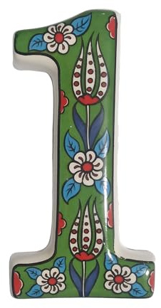 Ceramic house numbers with tulip design and several colors (Green, 1)
