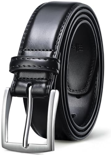GSG SINCE 1998 Klassischer Ledergürtel für Herren - 37mm breit Gürtel Herren Leder Für Business und formelle Anlässe Gürtel für Männer Ledergürtel in Geschenkbox Glänzendes Schwarz 32-36 inch