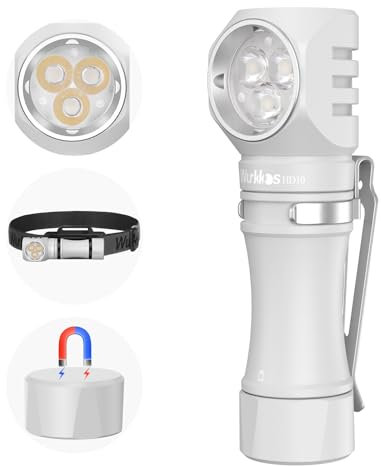 Wurkkos HD10 Linterna Led Recargable, 1200 Lúmenes Super Brillante Mini Linterna, IP68 Impermeable Flashlight de con Magnética para emergencia, camping, aire libre, senderismo-4000K-White