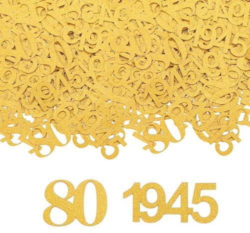 GoldRock Konfetti 80. Geburtstag Deko Groß 3,4-5cm, 100 Stück Streudeko, Glitzer Tischdeko für Frau Mann 1945, Dekoration 80er Gold