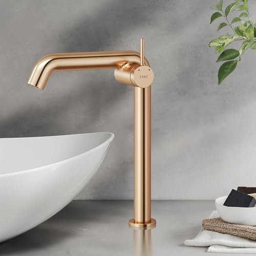EMKE Wasserhahn Bad Rosengold, 332 x 220 x 76 mm, Messing, Keramikkartusche, Badarmatur, Wasserhahn mit Luftsprudler, Waschtischarmatur, Mischbatterie Waschbecken-Armatur einfache Installation