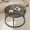 Huhote Table basse ronde en verre, table centrale moderne, table basse avec cadre en métal robuste, table d'appoint de canapé pour salon, plateau en verre trempé, 70 x 70 x 45 cm, noir