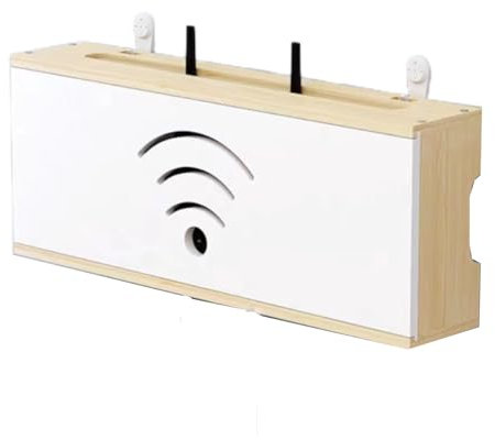 Router Schrank, Holz Dekoration Box, WiFi-Router Aufbewahrungsbox, Router Und Kabel Verstecken Kästen Box, Kabelboxen Wandmontage/Desktop Kabel Aufbewahrungsbox Wooden Box(Walnut color+wood color,40*1