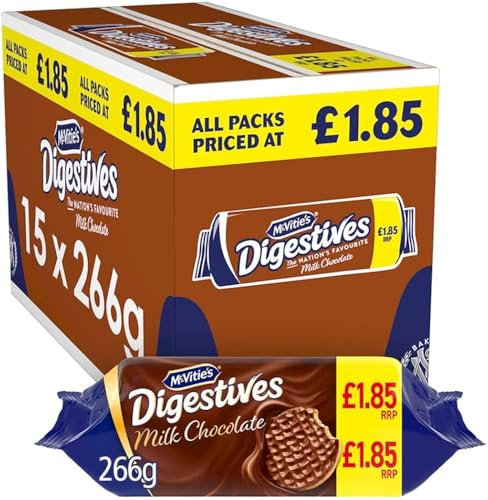 McVitie's Classic Traditional Biscuits DIgestives, Hobnobs (Milk Chocolate Digestives (Pack of 15 x 266g))