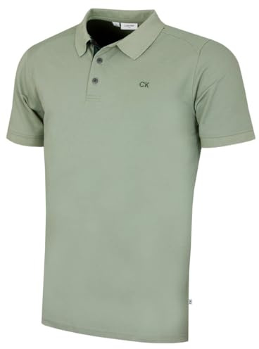 Calvin Klein Mens Campus 3 Button Polo Shirt - Sage Camo - XL