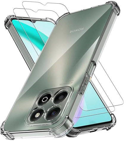 Anoowkoa Coque pour Honor X6b+2 Pièces Verre Trempé -Transparente Housse de Protection en Silicone Rigide Anti Choc ÉtuisBumper avec Coins Renforcés