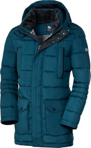 Otto Kern Winterjacke Herren, ultrawarmer Stepp-Mantel mit Kapuze und Webpelz (abnehmbar), lässige Steppjacke mit 8 Taschen, sportiver Parka für Herren, superbequem & wärmeisolierend, Petrol, Gr. 52