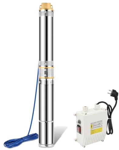 Aopunly Tiefbrunnenpumpe,Fördervolumen: 4000 l/h,1100w Edelstahl Brunnenpumpe mit integrierter elektr,Eintauchtiefe: 70 m,8.1bar,