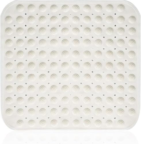 Tappetino da doccia, tappetino da bagno quadrato antiscivolo, 48 x 48 cm, tappetino da doccia antiscivolo, tappetino antiscivolo con ventose, lavabile in lavatrice, quadrato (bianco)
