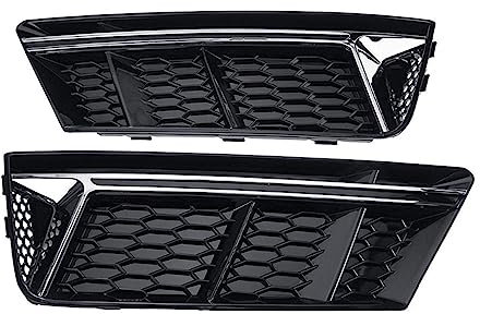 laiyonggr EIN Paar Auto-Frontgrill-Netz, seitliche Frontstoßstange, Nebelscheinwerfer-Grill, Gitterabdeckung, kompatibel for Audi A4 B9 2016–2018, S4-Stil, Renngrills(Chrome Silver1)
