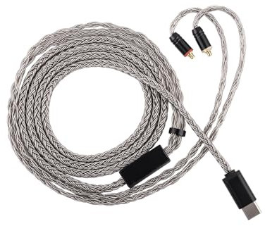 Linsoul Tripowin Zonie Câble de Mise à Niveau des IEMs HiFi, avec Omni Mic, Câble d’écouteur SPC plaqué Argent à 16 âmes, Type C/3,5mm Fil Anti-enchevêtreme de 1,25m (Type-C, MMCX)