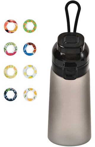 Air Gourde Up 500ML, Bouteille Air Gourde Up Gourde Sport Paille avec 8 Pods de Gout Gourde Aromatisée Air Gourde Up Tritan Water Bottle Fitness (Noir Givré)