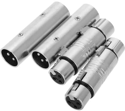 NUOBESTY 4 Piezas Conector Adaptador Micrófono Cables XLR Hembra a Hembra USB a XLR Acoplador De Micrófono Adaptador Macho a Macho Cable DMX Plata Metal
