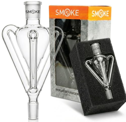 Smoke2u Shisha - Recogedor de melaza de cristal con corte 18/8, extremadamente resistente al calor, resistente a la corrosión, ligero, transparente, diseño elegante (3 brazos)