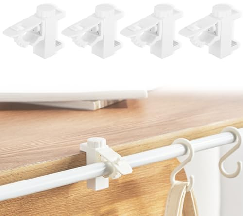 JYNXOR 4 pcs Support de Support de Pince Porte Rideaux, Support De Pince Porte-Rideaux, Support Tringle Rideaux Réglables Supports pour Tringles à Rideau Support Fixation Tringle Rideau, Pour Chambre