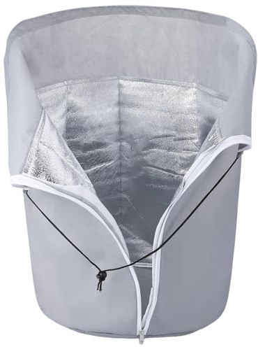 Vgvgaj Pflanzgefäßschutz für den Winter, mit Kordel, 45 x 50 cm, Oxford-Stoff, Überwinterung, Pflanzentopf, Schutzplane, Sträucher, Thermodecke, wiederverwendbar, für Topf, Balkon, Terrasse und Rasen