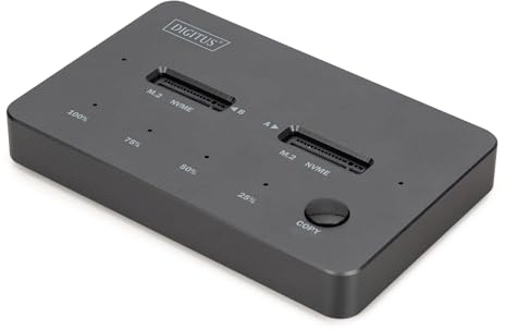 DIGITUS Duale M.2 NVMe SSD-Klonstation - USB 3.1 Gen2 Typ-C - M.2-Modultyp 22110, 2280, 2260, 2242 - M/B+M-Key - Offline Klonfunktion - 10 Gbit/s - Schwarz