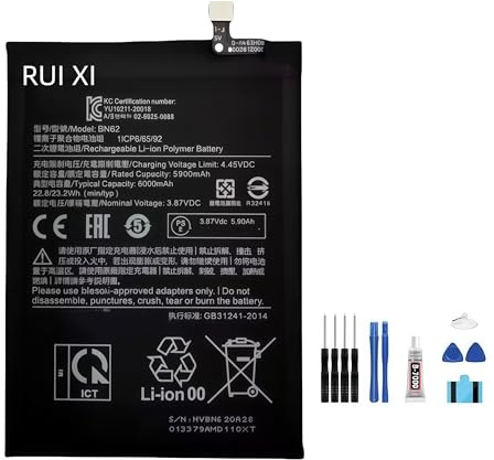 RUI XI Batería compatible con Redmi poco X3 6000mAh 3.87V BN61Phone Batería