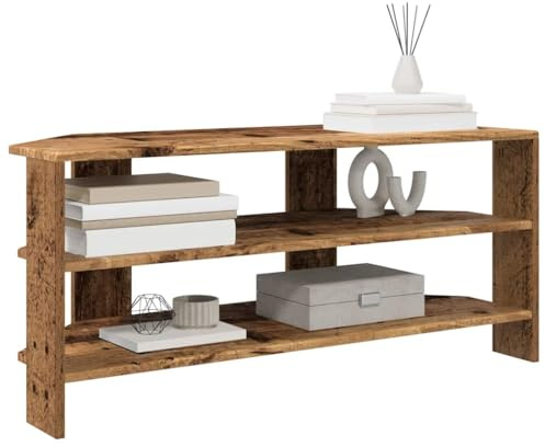 Tomostar TV-Eckschrank, TV-Bank, Fernsehschrank, antikes Holz, 102 x 40,5 x 45 cm, Holz