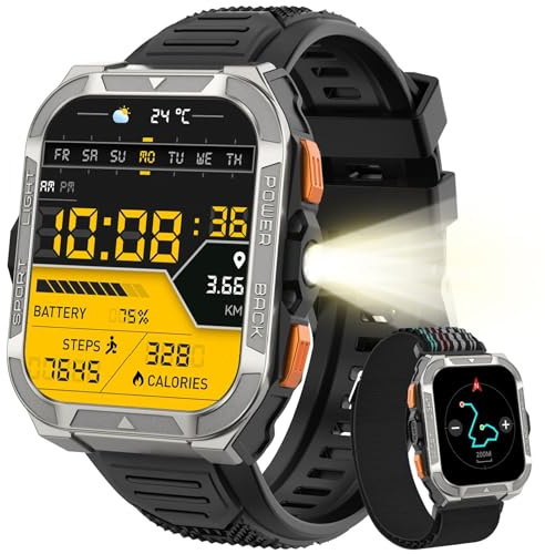 Blackview Smartwatch Herren mit integriertem GPS & Kompass, Bluetooth-Anrufe, 900 mAh Akku, Sportuhr mit Schrittzähler, Fitnessuhr, 110+ Sportmodi, Gesundheits und Schlafmonitor, Uhr für Android iOS