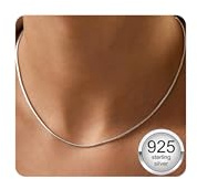 BAROROBA Silberkette Damen 925 Solide Sterling Silber Schlangen Halskette für Damen, Choker Silberkette Damen Ohne Anhänger Schmuck Geschenke