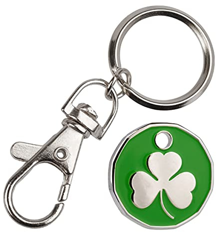 Harts 1 unit New Shape £1 coin Trolley Tokens Keyrings Supermarket Locker (Shamrock)
