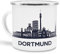 Tassendruck Emaille-Tasse mit Skyline von Dortmund - Souvenir/Edelstahl-Becher/Metall-Tasse