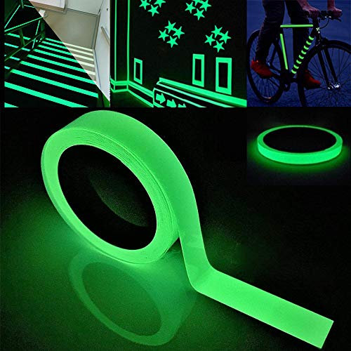 FULARR 10m X 2cm Premium Nastro Luminoso, Glow in The Dark Tape, Nastro Adesivo Fluorescente, Nastro Sicurezza Luminoso Autoadesivo, Rimovibile Impermeabile Indossabile Durevole –– Luce Verde