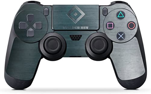 DeinDesign Skin kompatibel mit Sony Playstation 4 Controller Folie Sticker HSV Hamburger SV Metallic Look