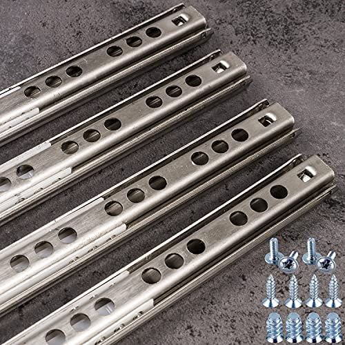 Stahlia Schubladenschienen (4 Stück) Edelstahl Teilauszug 17mm Nut Länge: 310mm Schubladenauszug Schrankauszug Auszugsschienen Laufschiene Gleitschiene