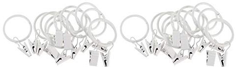 SM SunniMix 24Stk. Weiß Gardinenringe mit Klammer oder Clips, Ø 25 mm, für Gardinenstangen Ø 16 mm