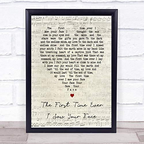 The First Time Ever I Saw Your Face Script Heart Song Lyric Print