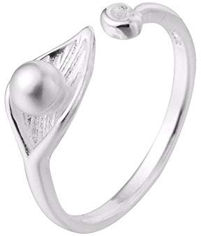 PRAK Damen 925 Sterling Silber Verstellbar Ringe, Silberne Lilie Blume Ringe Koreanischen Elegante Frauen Einstellbar Schönes Mädchen Simulierten Schmuck Persönlichkeit Design Geburtstag